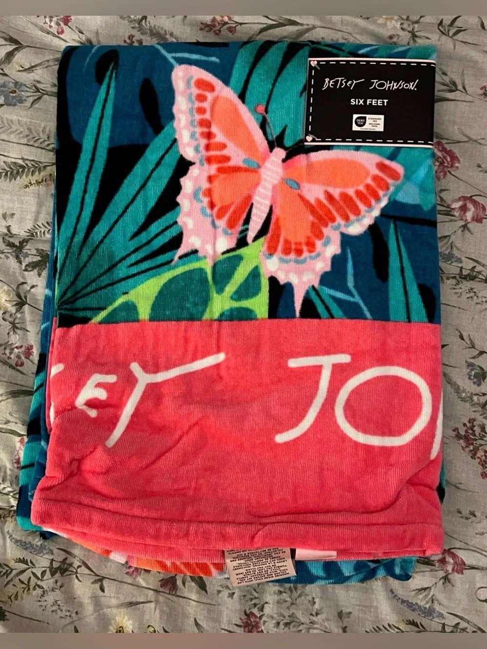 Betsey Johnson Colorful Tropical Butterfly Beach Towel